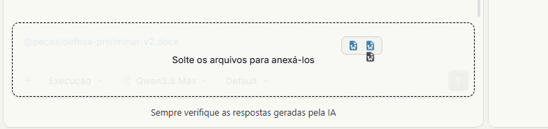 Caixa de mensagem durante o arrasto de um arquivo, com a indicação: solte os arquivos para anexá-los